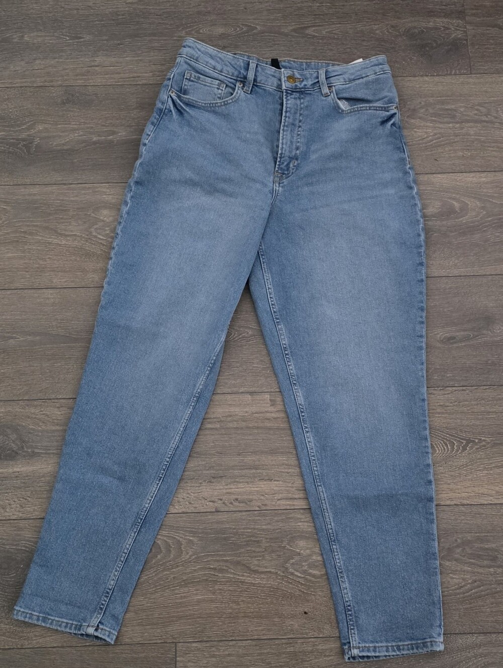 H&M High-Rise Straight Jeans in Light Blue